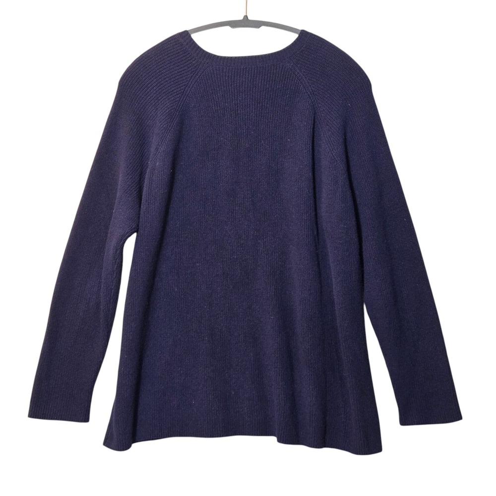 Eileen Fisher Organic Cotton Hemp Blend Crew Neck Sweater Navy Blue L Minimalist - Picture 3 of 7